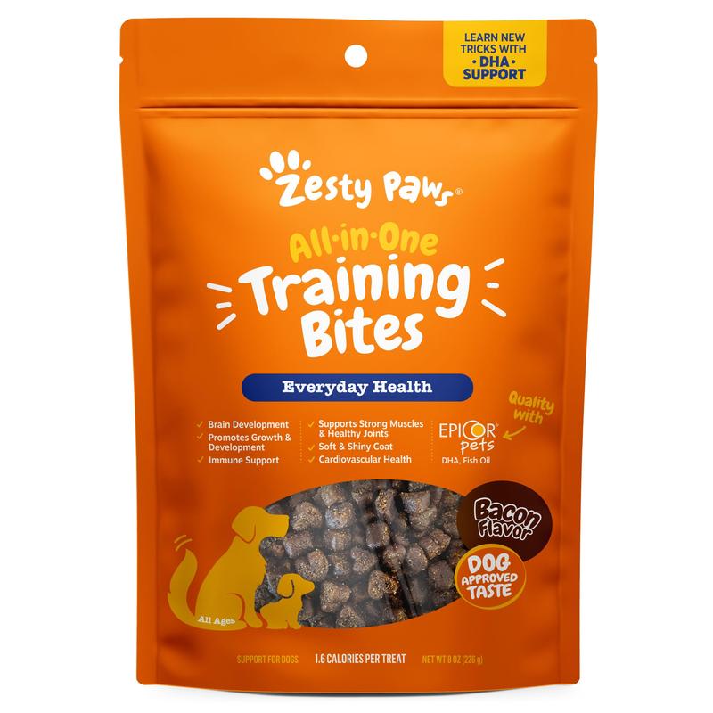 Zesty Paws All-in-One Training Bites for Puppies & Adult Dogs Soft Chew Immune Support Dog Treats with Omega 3 6 Fatty Acids for Skin Coat Supplements
