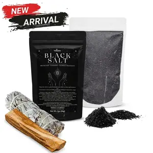 Yerbero 3 Pack Cleansing Kit – Black Salt 2oz (56g) + Sage 4" + Palo Santo 4" – Protection & Spiritual Cleansing – Wiccan, Brujeria, Santeria