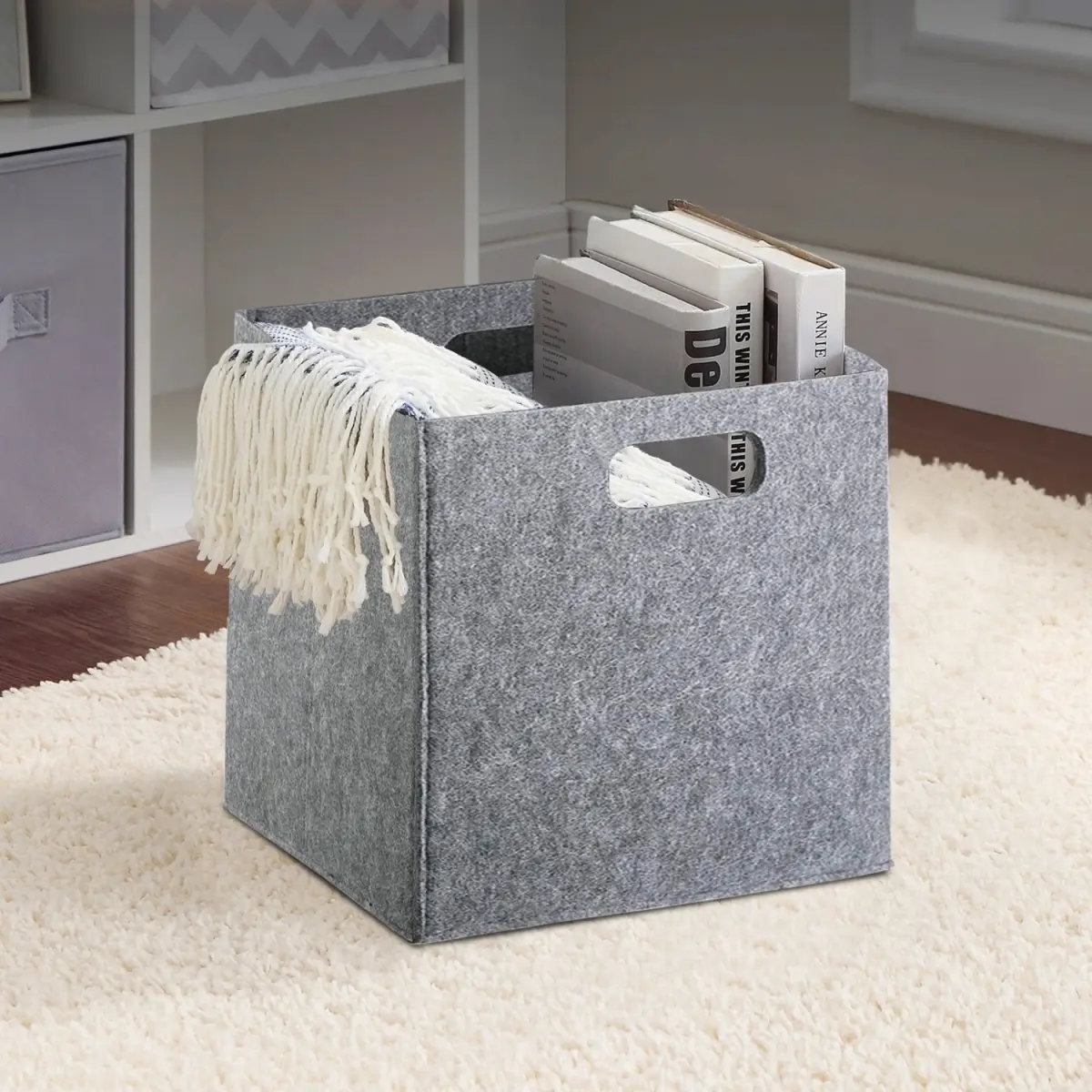 Aberto Design 968HBR1159 11.81 x 11.81 x 11.81 in. HMY-6393 Felt Basket - Gray