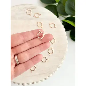 Hexagon Connector Charm - Gold or Silver (10pc)