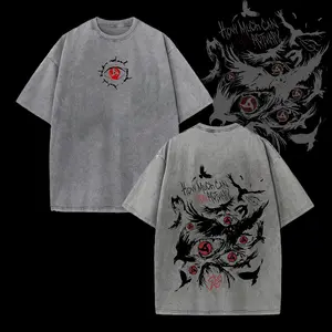 Retro Heavy Uchiha Itachi Character Naruto Anime Tee Hoodie Menswear Top Unisex Mineral Anime Manga Washed Heavy Cotton T-shirt, Gift For Anime Fan