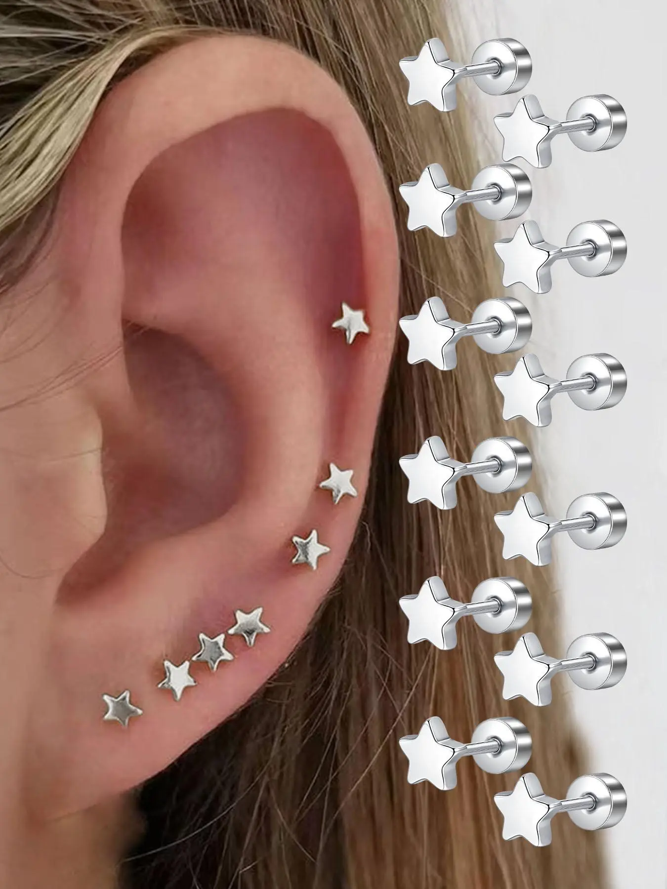 Star Design Stud Earrings, Stainless Steel Hypoallergenic Post Earrings for Women & Girls, Fashion Jewelry for Party, Daily Clothing Decor, Trendy All-match & Exquisite Jewelry for Birthday Gift, Fashion Chic Accessories, Ear Studs