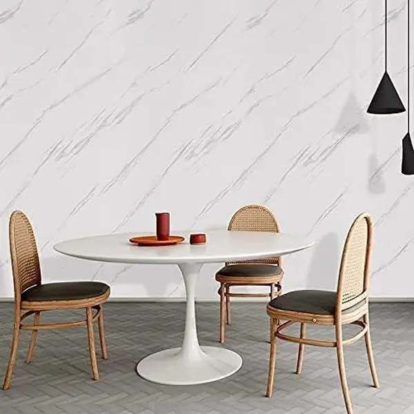 Glossy Marble Contact Paper, Waterproof Self-Adhesive Removable Vinyl Wrap, Pre-Pasted Peel and Stick Wallpaper (15.8" × 118"), Ideal for Kitchen Countertops, Cabinets, Furniture & Home Décor