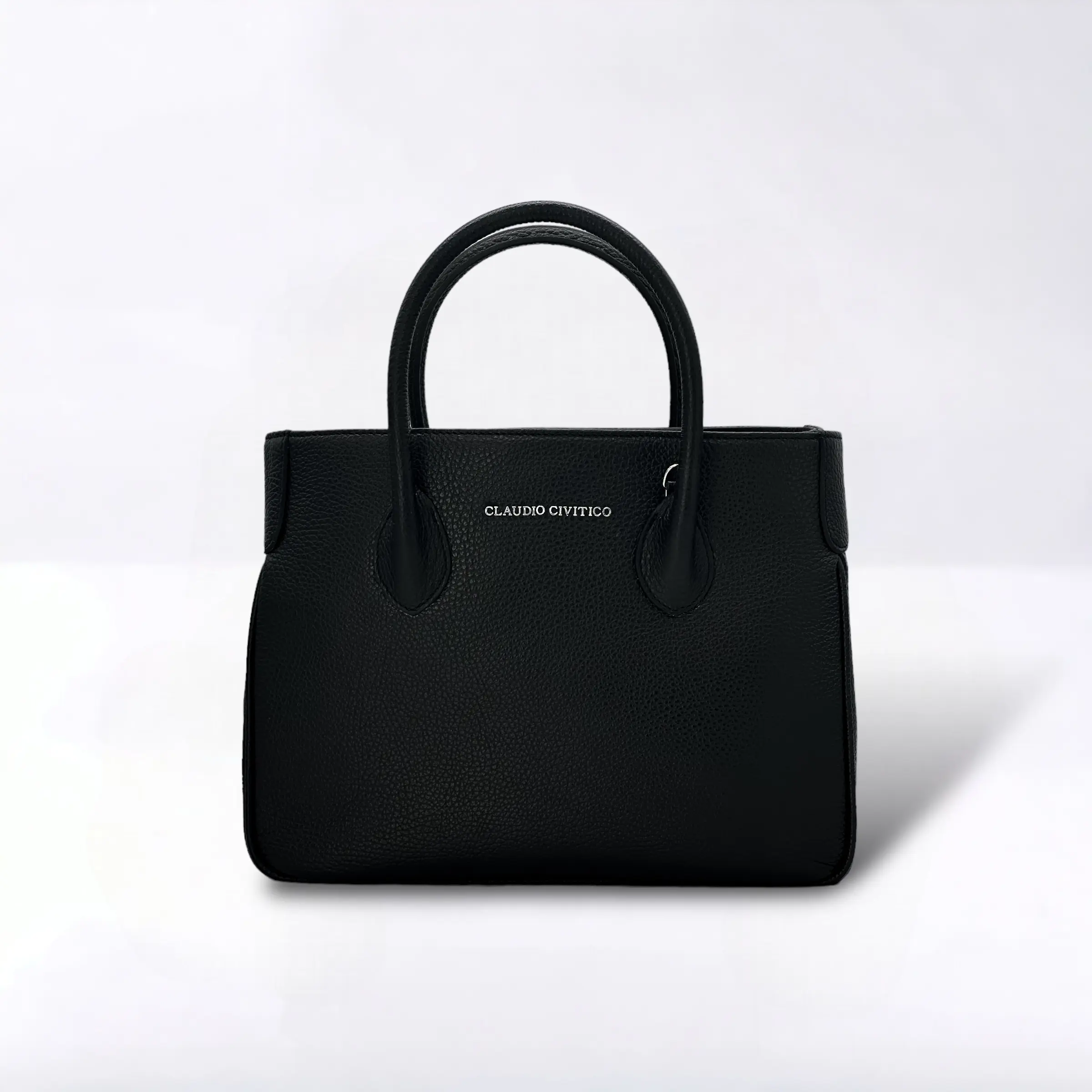 CLAUDIO CIVITICO Handbags - Black Satchel purse with silver hardware