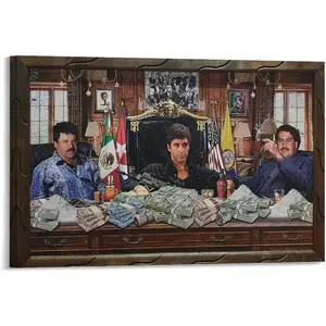 Arimex Scarface Al Pacino El Chapo And Pablo Escobar Tony Montana El Chapo Pablo Escobar Wall Poster Art Poster Printing Poster Office Bedroom Aesthetic Poster Frame-style