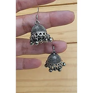 Afghan Jhumki Earrings: Tribal Silver Dangle Ornaments