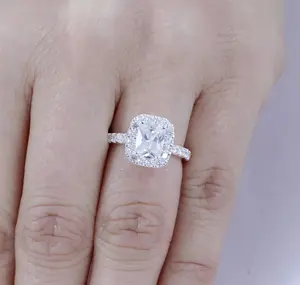 Princess Rectangle 925 Sterling Silver CZ Engagement Ring Wedding Band Size 2-15 SE082A