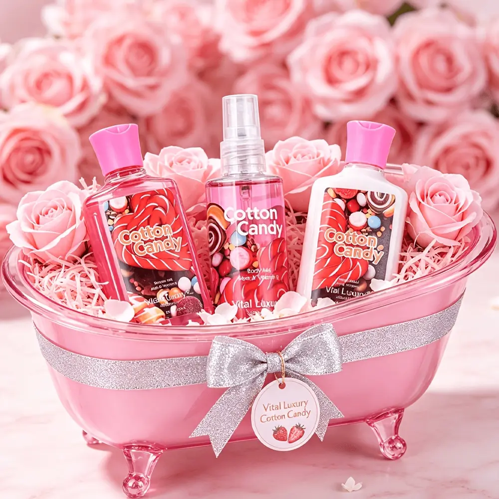 Vital Luxury Christmas Gift! Sweet Treats-scented Shower Travel Set-Shower Gel + Body Lotion + Body Mist. Luxurious Lather, Deodorising And Refreshing, Moisturises And Soothes The Skin-The Perfect Gift For Your Mum, Wife, Best Friend Or Girlfriend!, Body