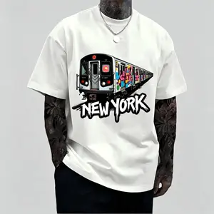 New York Subway Graffiti Graphic Tee Urban Street Art Short Sleeve Crew Neck Breathable Regular Fit Casual Top Daily Outdoor Wear Machine Washable For Adult Men Women