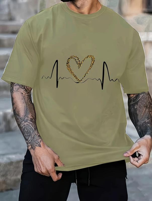 Black T-Shirt with Glitter Heartbeat Design for Valentine's Day