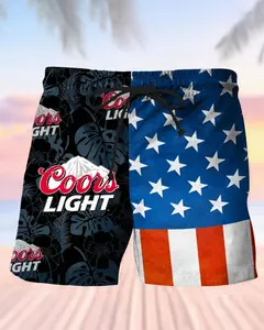 Coors Light July 4th Print Colorblock Men's Drinking Beach Shorts XU4