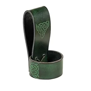 Medieval Viking Green Decorative tools Leather Holder with Embossed Design
