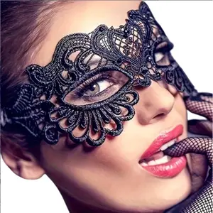 Women's Lace Half-Face Mask, Sexy Eye Patch for Halloween Party and Twilight Masquerade Costume Accessory, Perfect Couple Role-Playing Prop