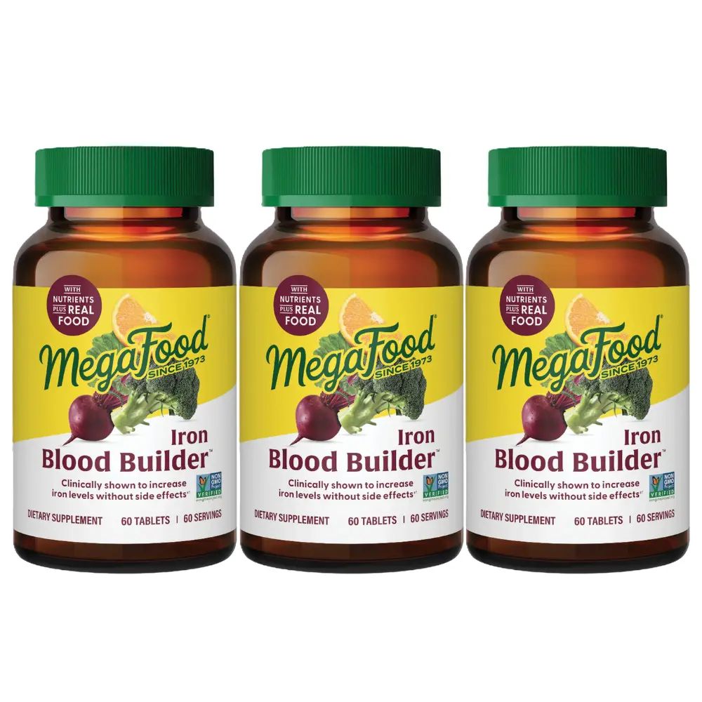 MegaFood Blood Builder Iron Supplement-Clinically Shown to Increase Iron Levels while Gentle on the Stomach. 60 Servings
