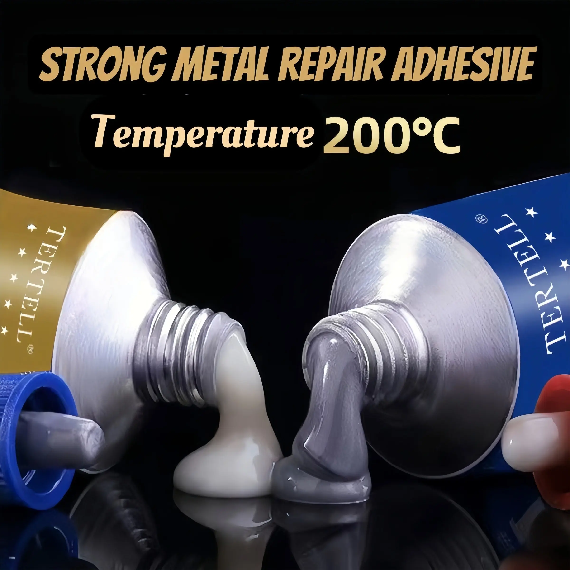 100g Set Strong Heavy Duty Metal Repair Epoxy Adhesive, Metal Repair Glue, Extra Strong Adhesive, High Temperature Resistant, Suitable for Metal Plastic Wood Cement Ceramic, Furniture Appliance Vehicle Water Pipe Tile