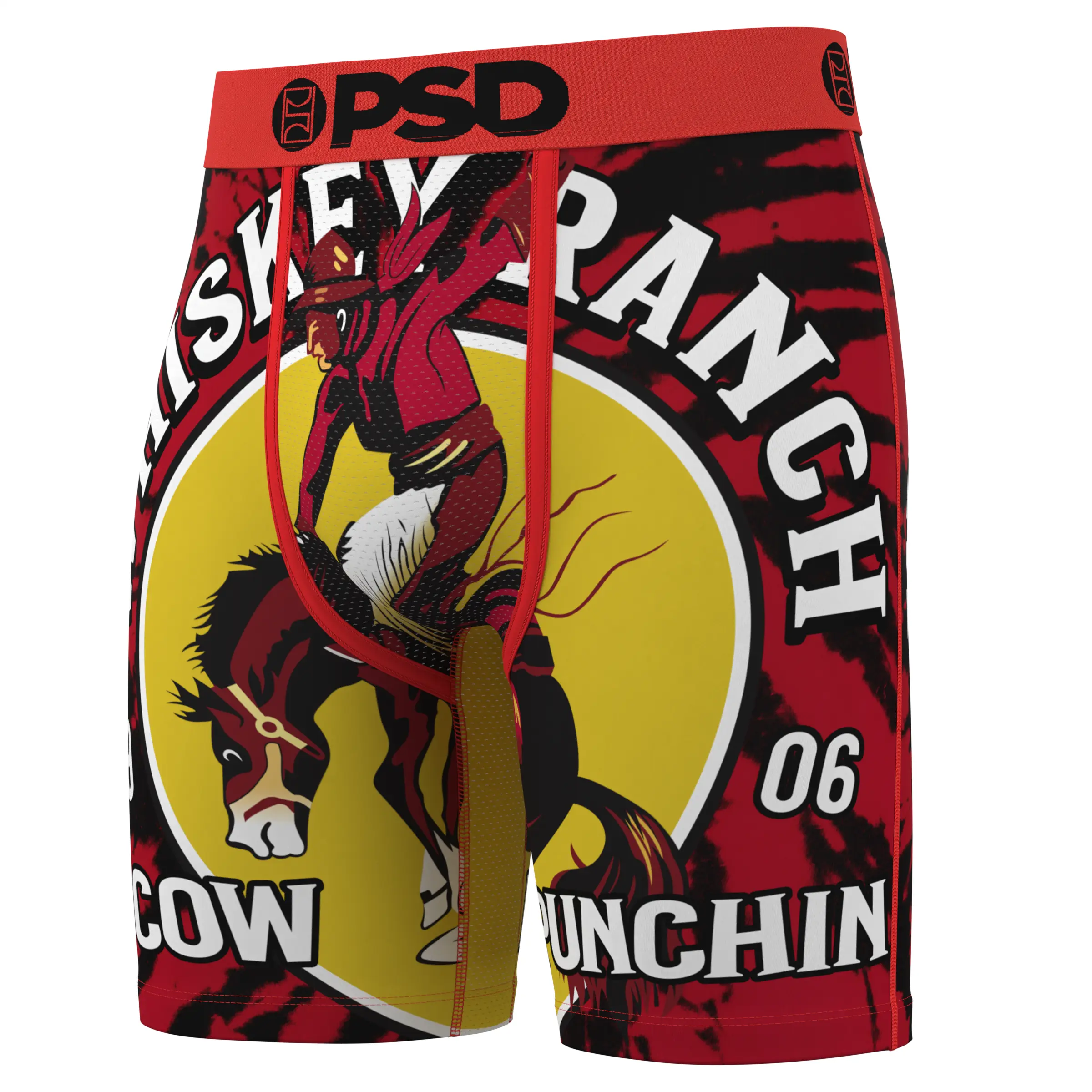 PSD Mens Whiskey Bent Cow Punchin Boxer Brief - Standard Length 7 Inch Inseam, Soft and Breathable Poly Blend Fabric
