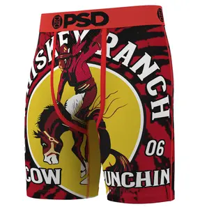 PSD Mens Whiskey Bent Cow Punchin Boxer Brief - Standard Length 7 Inch Inseam, Soft and Breathable Poly Blend Fabric