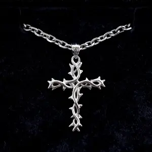 TheRisenKing Premium Handcrafted 925 Sterling Silver Crown of Thorns Cross Necklace (Adjustable 17-21”)