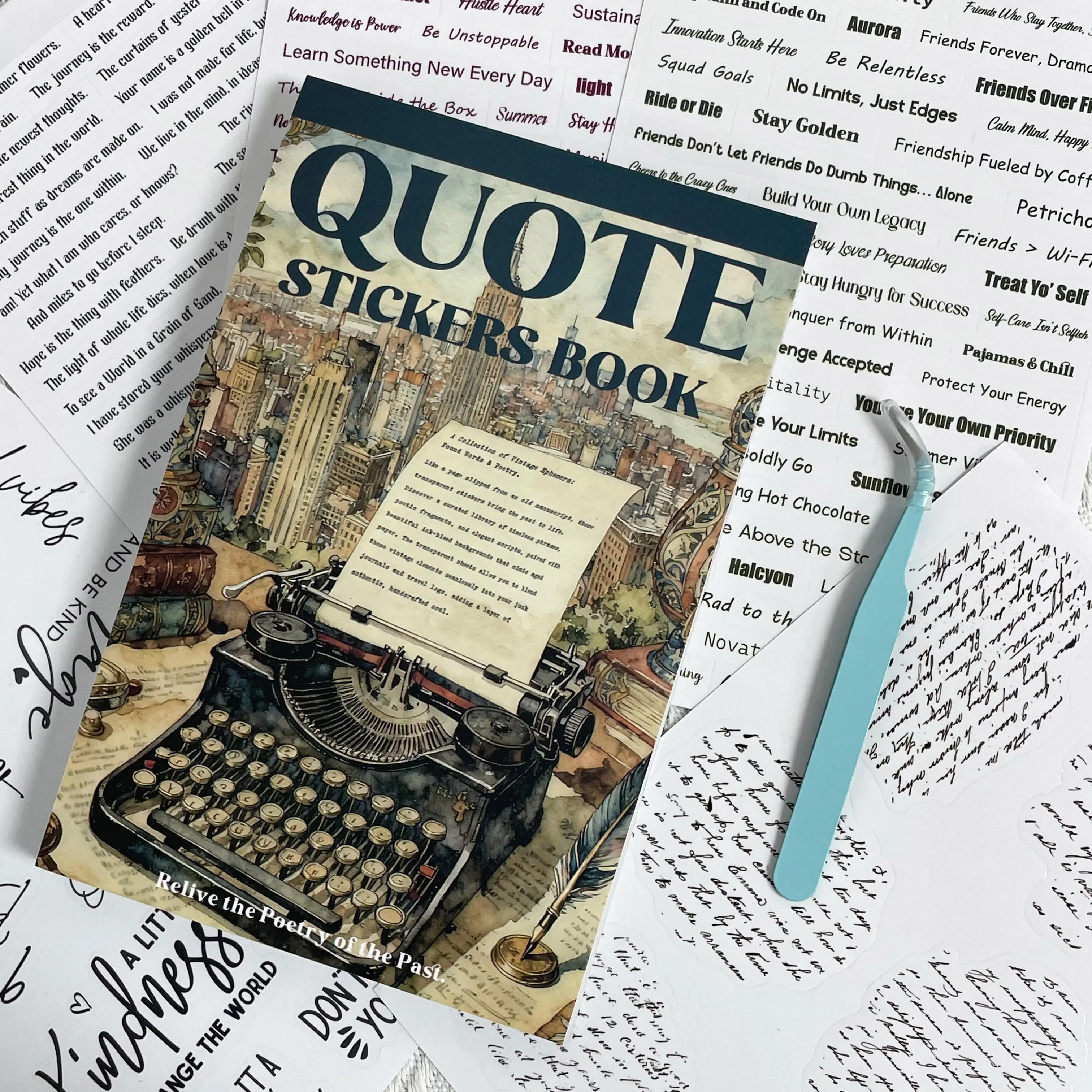 Quote Sticker Book, 48 Sheets The Surrounding Transparent Stickers Word Stickers for Journaling, Junk Journal, Scrapbooking, Planners, Collage Album