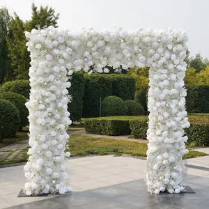 7.87FT x 8.53FT Artificial White Baby's Breath Cloth Base Flower Row Arrangement Decor,Wedding Backdrop Square Frame Event Props