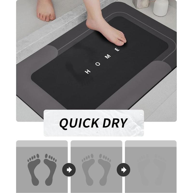 3PCS Absorbent Bath Mat Magic Rug Sets - Quick Drying Non-Slip Rubber Backed Black Mats (16.9''x23.6''+19.7''x23.6''+19.7''x31.9'') for Bathroom Kitchen, Floor Mat