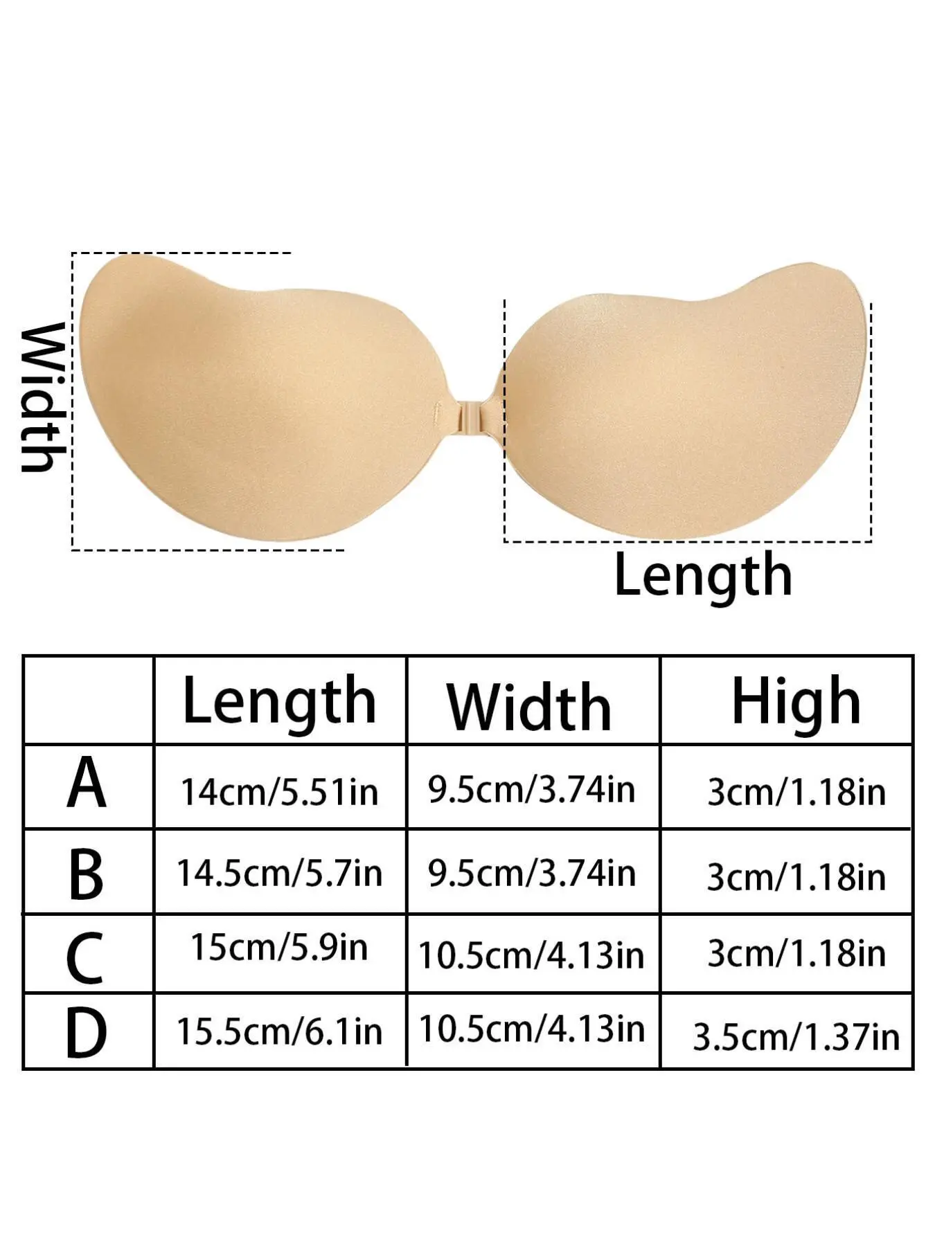 1 pairs of women's mango cup adhesive bra pads, skin-colored invisible elegant lingerie, self-adhesive strapless bra - comfortable lingerie accessory