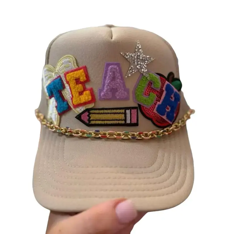 Completely customizable teacher patch hat! This is perfect for teacher appreciation, Christmas, etc!