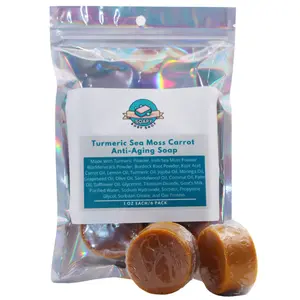 6-Pack Turmeric Sea Moss Carrot Soap, Kojic Soap, Sea Moss, Even Out Skin Tone, Nourishing Oil Blend Olive, Coconut, Lemon, Cleansing, Skin Care
