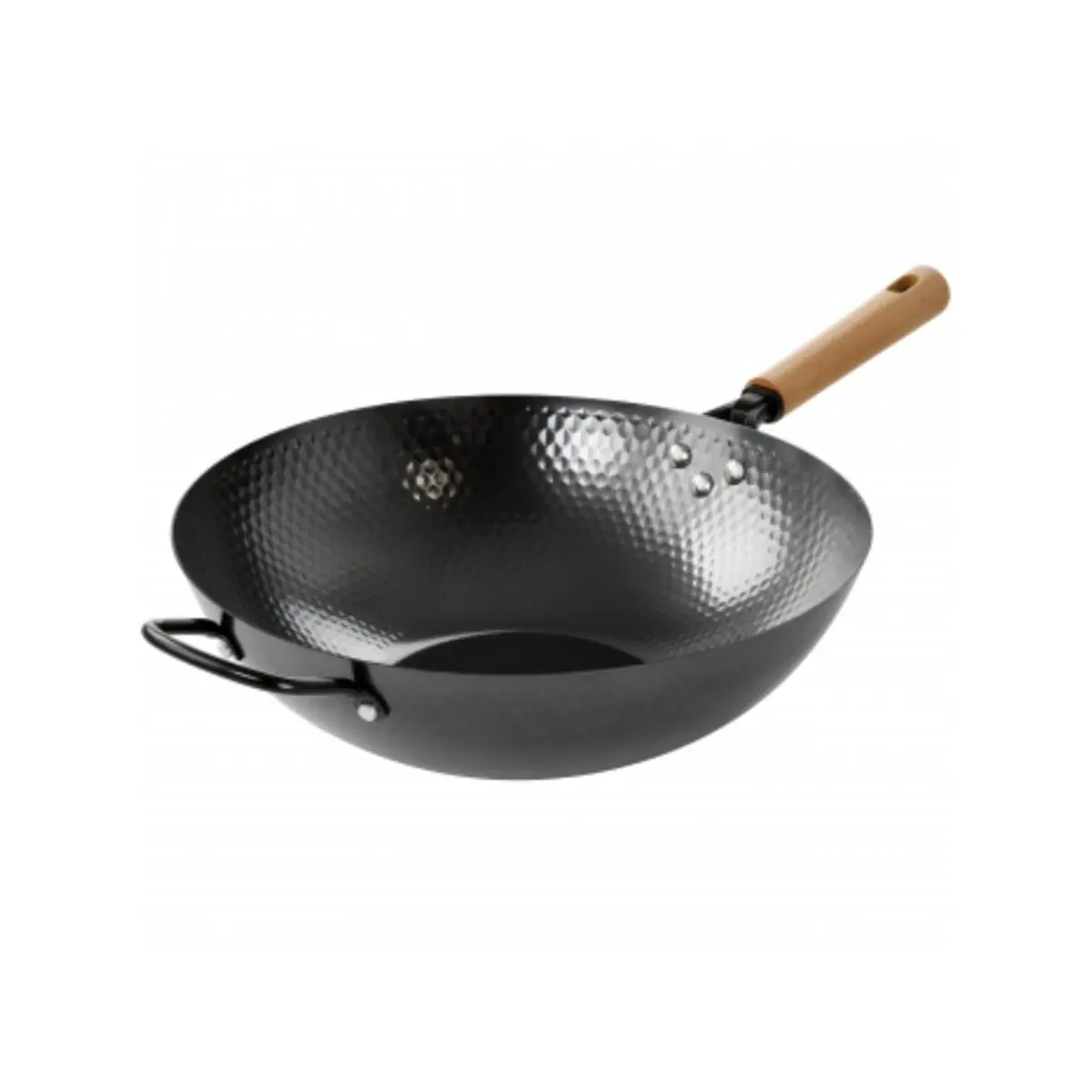 Oster 137516.01 13.5 in. Bressler Nonstick Carbon Steel Wok with Wooden Handle, 6 lbs, for Cooking on Gas Stovetops, Halogen Stovetops