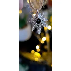 Mary Js Silver Sister – Golden Sheen Obsidian & Silver Plated Copper Leaf Pendant