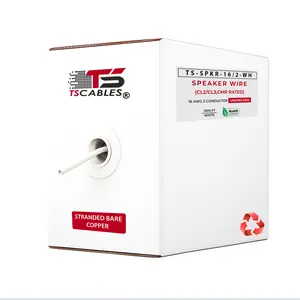 16/2 Speaker Wire Riser CL2/CL3 Rated Stranded Bare Copper Unshielded - 500ft