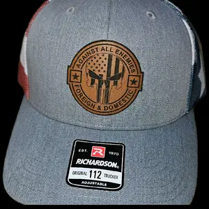 Against All Enemies Richardson Hats 112 & 168 Hat with Custom Leatherette Patch, Classic Design, Stylish
