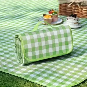 Extra Large Heavy-Duty Plaid Picnic Blanket, Foldable Washable Outdoor Mat, Bright Chessboard Pattern, Camping Beach BBQ Hiking