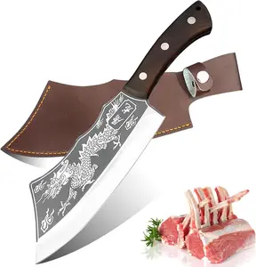 Handmade Dragon Knife, 8.2'' Cuchillo de Cocina Afilado, Dragon Slaying Knife, Japanese Black Dragon Knife, Handmade Super Sharp High Carbon Stainless Steel Kitchen Knives with Sheath (B)