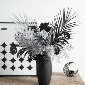 Silver Color Luxury Artificial Flowers Set, Realistic Fake Flower Bouquet, Glitter Flowers Bouquet, Home Decor Accessory, Perfect for Weddings, Parties, Birthdays, Valentine's Day Gifts