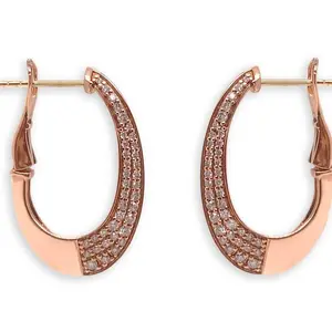 Diamond Front Hoop Earrings – 14k Gold
