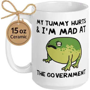 Coffee Cup/Cute/Fun Coffee Cup, Printed White Ceramic Coffee Cup, Can Be Washed In The Dishwasher, Can Be Heated In The Microwave, Novel Gift Tea Cup 15 Oz