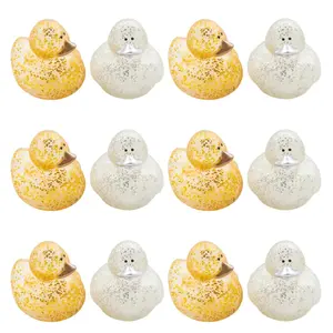 2" Gold & Silver Glitter Sparkle Clear Rubber Ducks - 12 Pc.