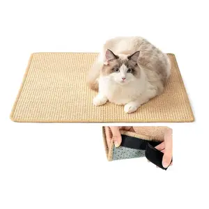 Cat Scratch Pad with Adhesive Hook Tape, Sisal Scratching Pads for Indoor Cats, Stick on Floor Couch as Furniture Protector