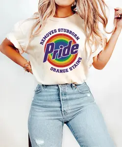 Pride Removes Stubborn Orange Stains T-shirt, Funny Anti Trump LGBTQ Shirt, Social Justice Gift, Progressive Pride Tee, LGBTQ Ally Outfit