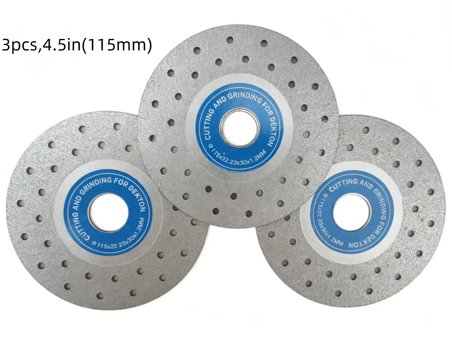 3Pcs 4.5 Inch 115mm Vacuum Brazed Diamond Cutting Grinding Discs 1.2mm Thin Saw Blades for Angle Grinder Tile Slab Marble Ceramic Edge Trimming Chamfering