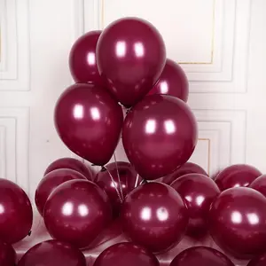 Metallic Balloons 12 inch 50 Pcs Maroon Latex Balloons Chrome Helium Shiny Thicken Balloon Perfect Party Decoration for Wedding Birthday Shower Graduation Carnival