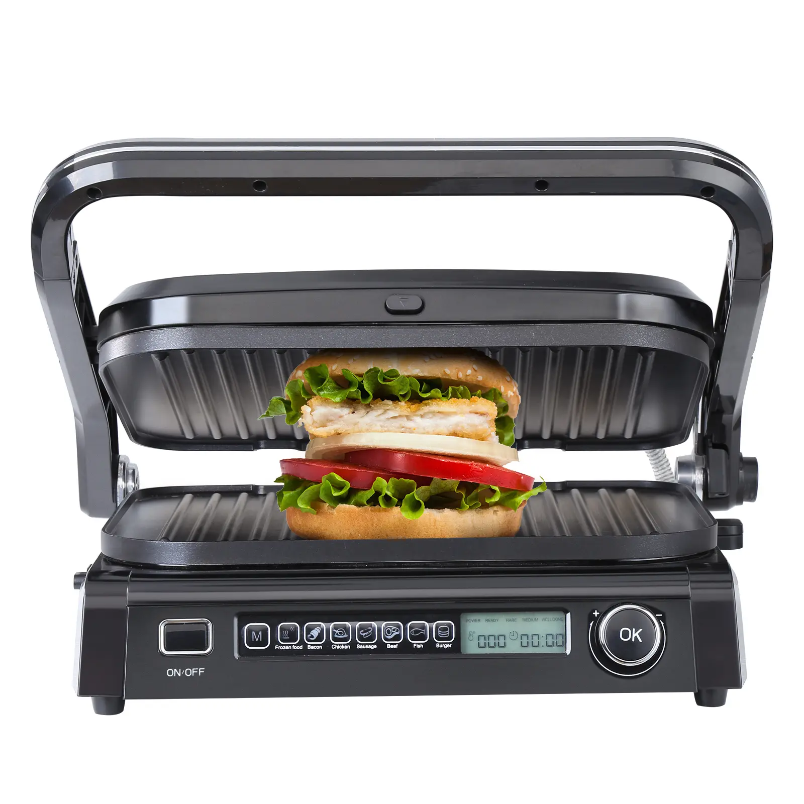 【Fallpicks】VEVOR 7-in-1 Commercial Corded Rectangular Nonstick Coating Tabletop Electric Griddle, 14.4in 1800W Power 110V Plug Stainless Steel Teppanyaki, 0-446℉ Adjustable Temp Control Auto Cook for Commercial Users & Families