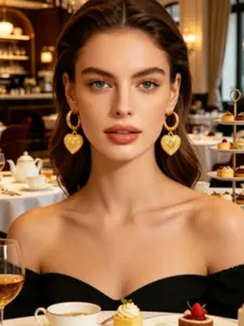 Fashion Heart Earrings, 24k Gold Plated Women's Jewelry, Perfect Gift for Friends, Ideal for Valentine's Day and Weddings, Bride Accessories