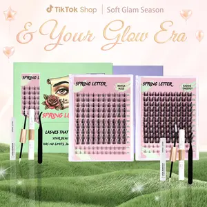 DIY Lash Cluster Kit – Fluffy & Dense Curled Lashes, Multiple Lengths, Full Set with Bond, Seal & Tweezers Waterproof and Glue Fox Eye Eyelashes Manga Style Lightweight Makeup Cosmetic