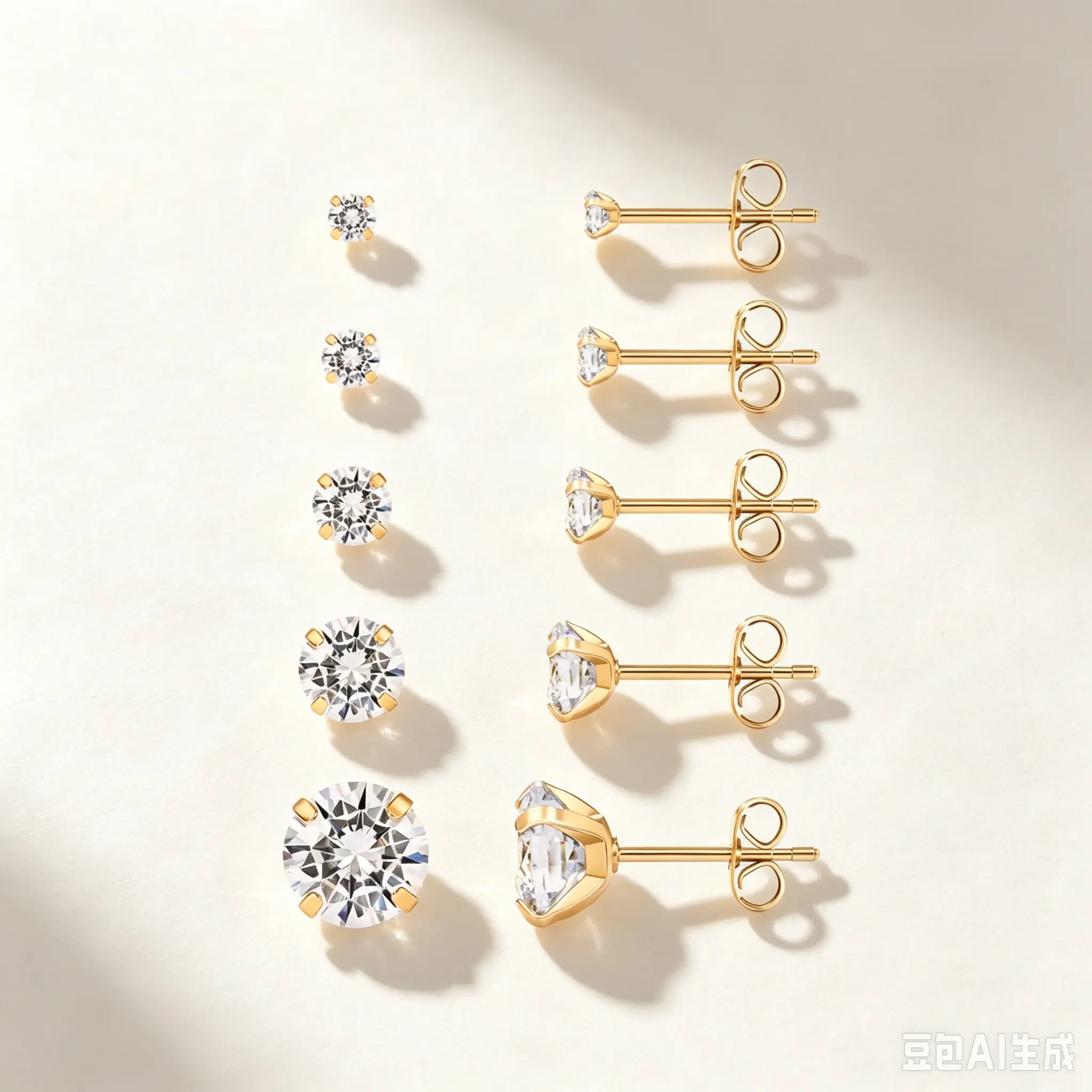 Women's PAVOI Waterproof 5-Pair Stud Earrings Set - 14K Gold Plated Stainless Steel, Hypoallergenic Premium Cubic Zirconia Costume Jewelry