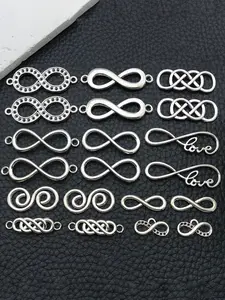 20pcs Antique Silvery Infinity Symbol Charms, Metal Charms, Double-Hole Connector Pendants, Zinc Alloy for Jewelry Making, Bracelets, Necklaces, Earrings