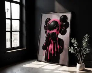 KAWS Style Urban Art Poster – Pink Graffiti Vinyl Figure Print | Hypebeast Street Art Wall Decor poster
