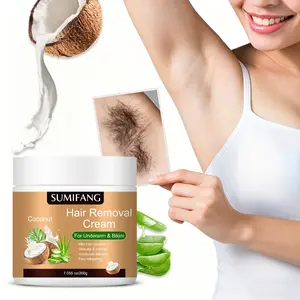 SUMIFANG Gentle Coconut Hair Removal Cream 200g, Body care, Coconut oil + aloe vera + hyaluronic acid, gently removes hair in 5-10 minutes, Designed for underarms/bikini area, moisturizing, soothing, non-irritating, suitable for sensitive skin