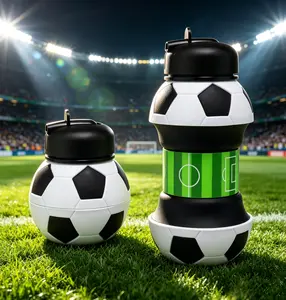 2026 Foldable Soccer Water Bottle: A leak-proof, portable sports bottle perfect for outdoor activities, the gym, travel, and soccer fans—the perfect gift